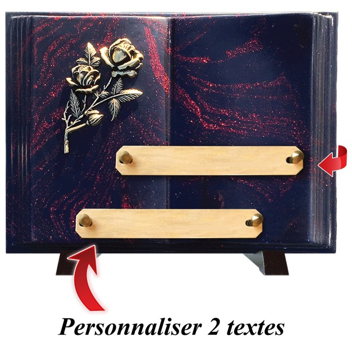 Plaque funéraire Livre Pailletée rouge 21 × 28 cm | Artis