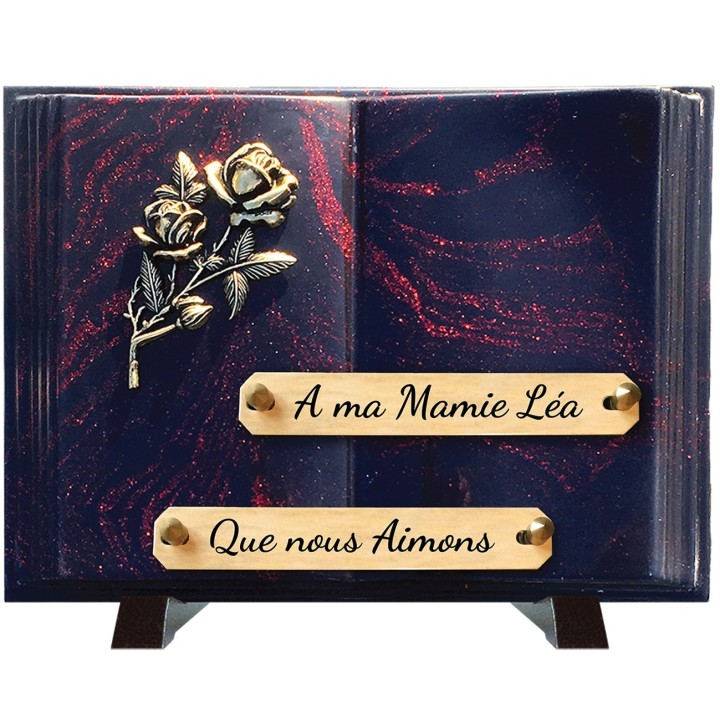 Plaque funéraire Livre Pailletée rouge 21 × 28 cm | Artis