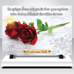 Plaque Funéraire "Deux Roses"