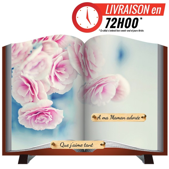 Plaque funéraire livre Roses blanches | Artis