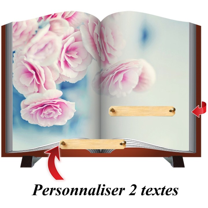 Plaque funéraire livre Roses blanches | Artis