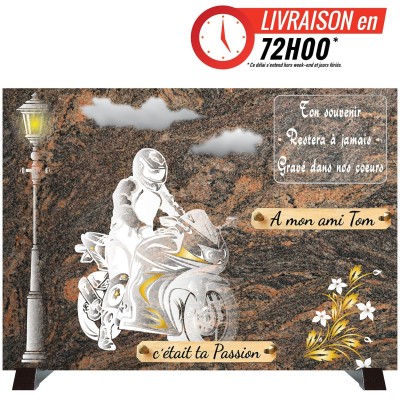 Plaque funéraire COMPOGRANIT Motard | Artis