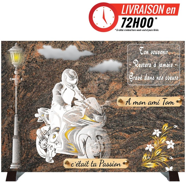 Plaque funéraire COMPOGRANIT Motard | Artis
