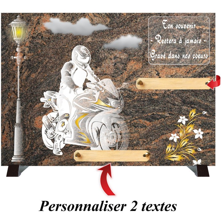 Plaque funéraire COMPOGRANIT Motard | Artis