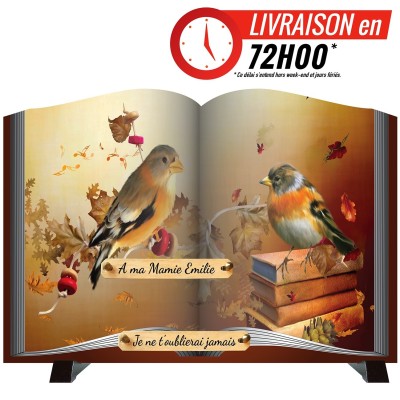 Plaque funéraire livre Automne et oiseaux | Artis