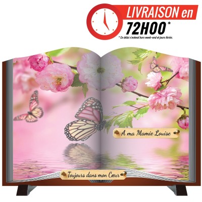Plaque funéraire livre Papillon et Printemps | Artis
