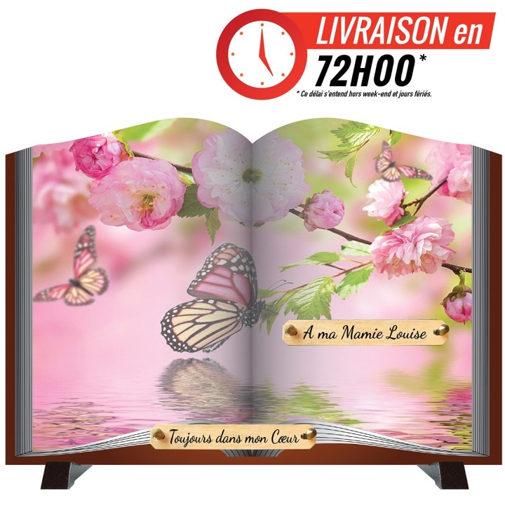 Plaque funéraire livre Papillon et Printemps | Artis