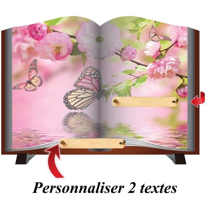 Plaque funéraire livre Papillon et Printemps | Artis