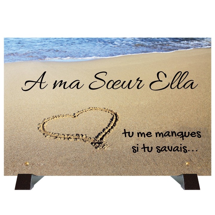 Plaque funéraire (Plage) à personnaliser 30 x 20 cm | Artis
