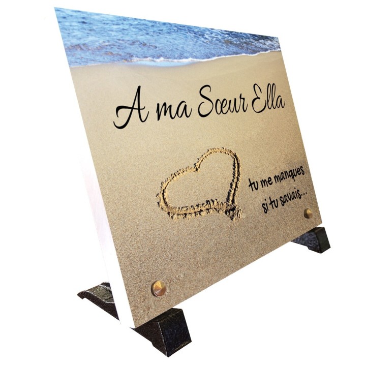 Plaque funéraire (Plage) à personnaliser 30 x 20 cm | Artis