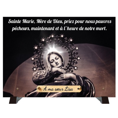 Plaque funéraire Vierge Marie prière | Artis