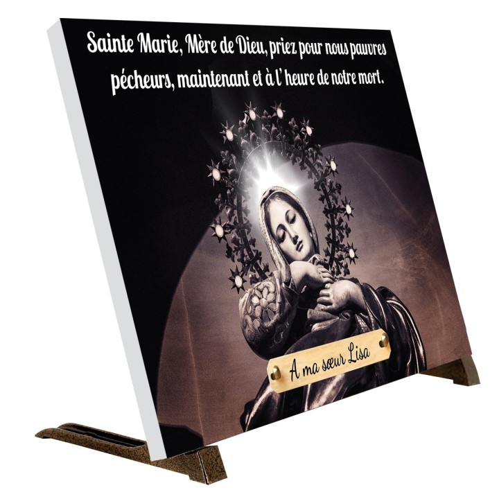 Plaque funéraire Vierge Marie prière | Artis