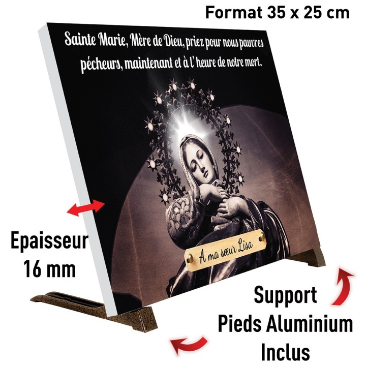 Plaque funéraire Vierge Marie prière | Artis