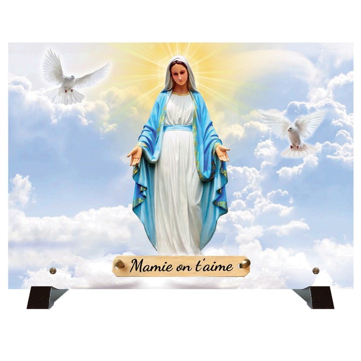 Plaque funéraire Vierge Marie dans le ciel | Artis