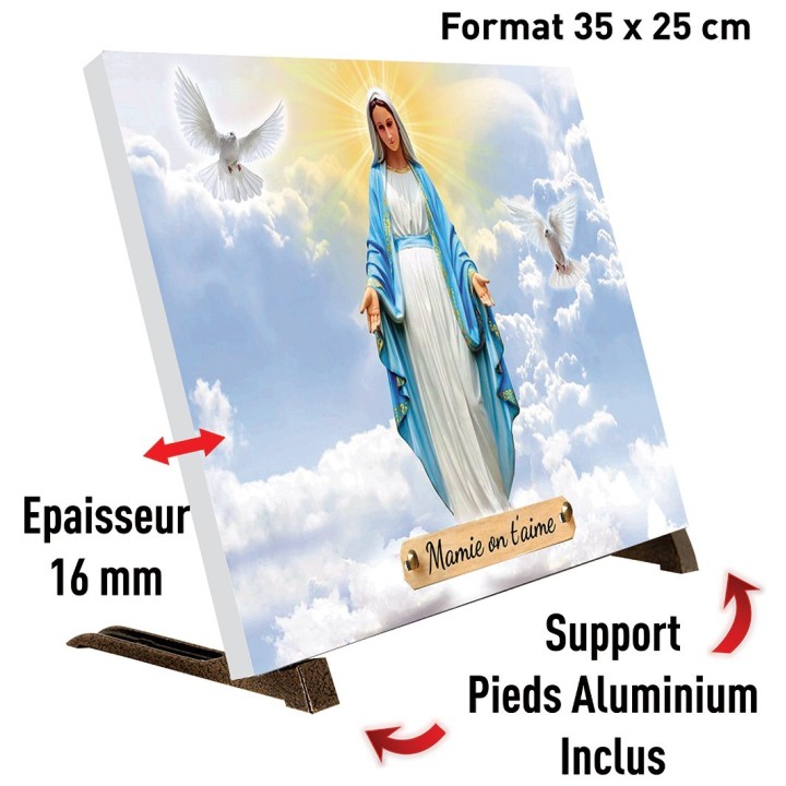 Plaque funéraire Vierge Marie dans le ciel | Artis