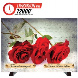 Plaque Funéraire "3 roses...