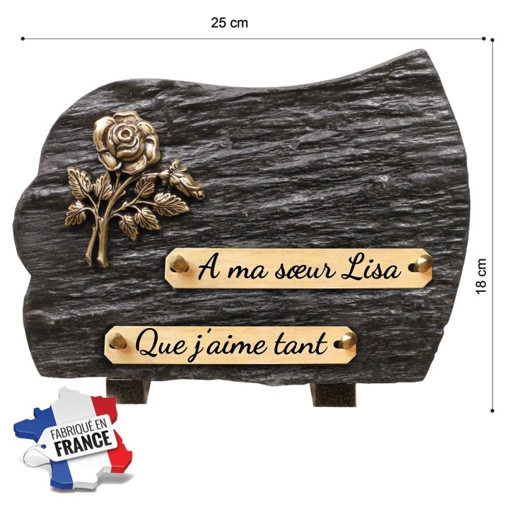 Plaque funéraire schiste et bronze | Artis