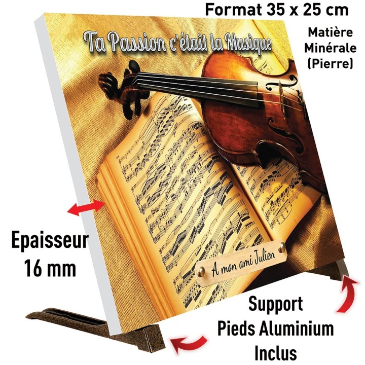 Plaque funéraire Violon et partition | Artis