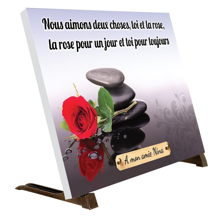Plaque funéraire Une rose | Artis