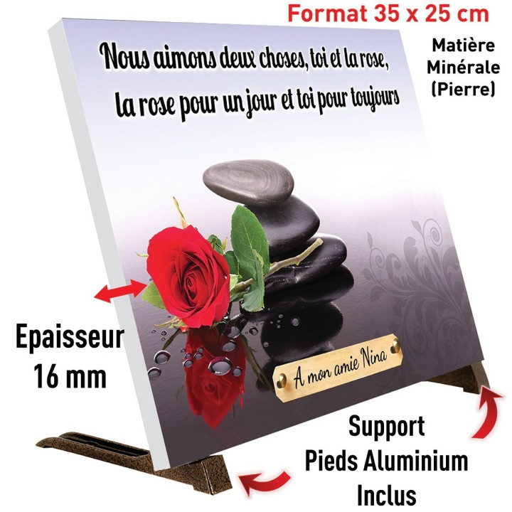 Plaque funéraire Une rose | Artis