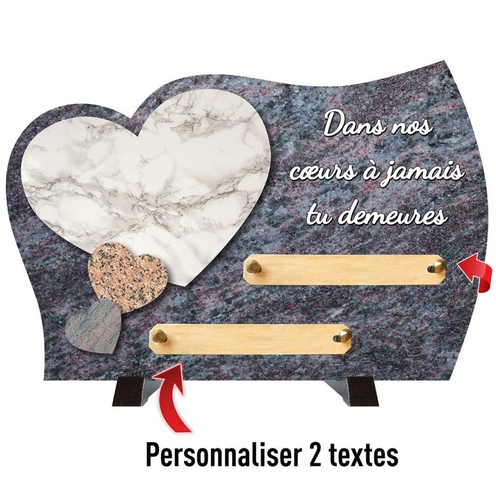 Plaque funéraire 3 cœurs | Artis
