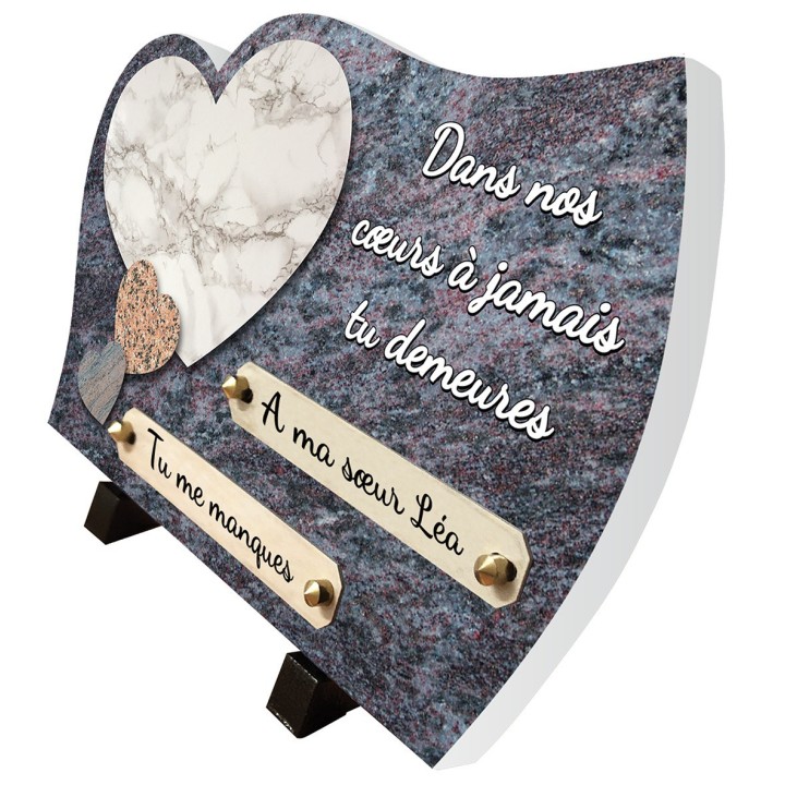 Plaque funéraire 3 cœurs | Artis