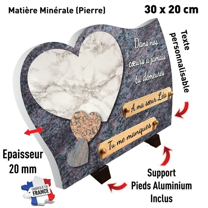 Plaque funéraire 3 cœurs | Artis