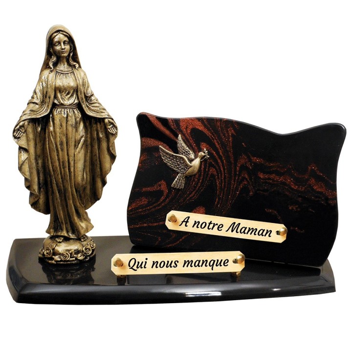 Plaque funéraire Vierge sur socle | Artis