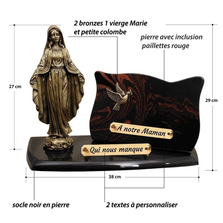 Plaque funéraire Vierge sur socle | Artis