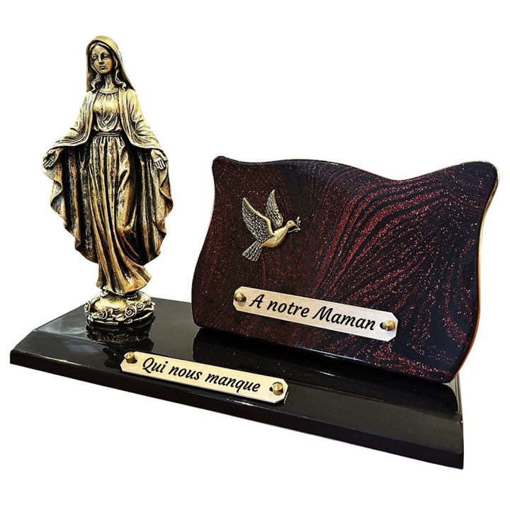 Plaque funéraire Vierge sur socle | Artis