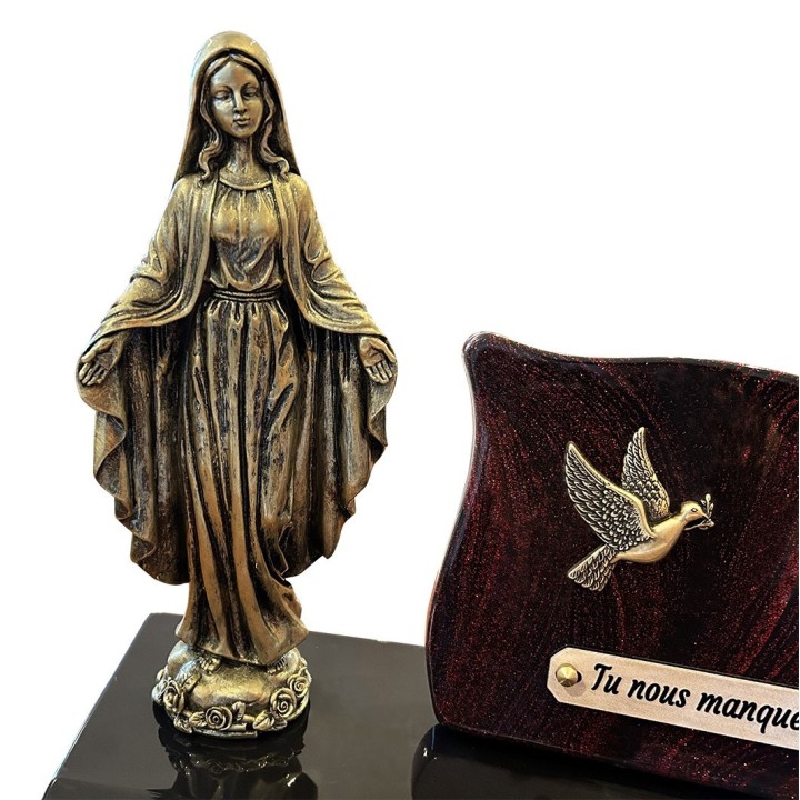 Plaque funéraire Vierge sur socle | Artis