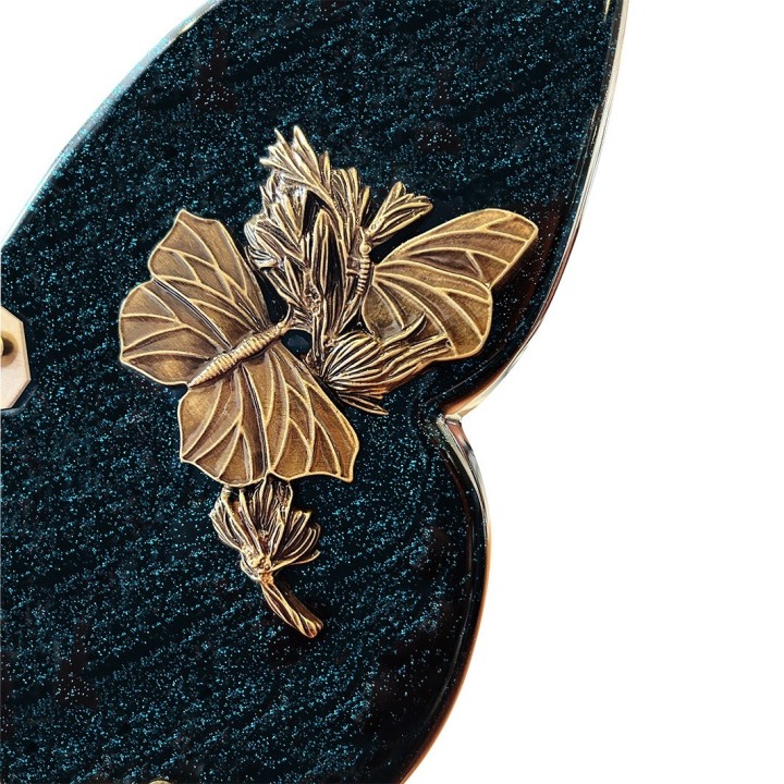Plaque funéraire Papillon pailletée bleu | Artis