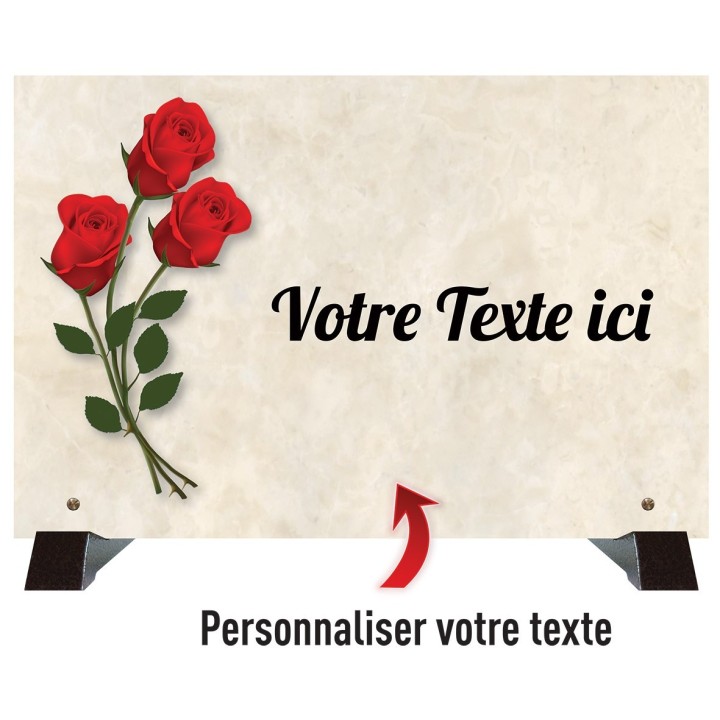 Plaque funéraire 3 roses 30 × 20 cm | Artis