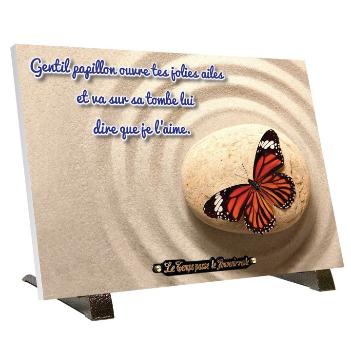 Plaque funéraire Galets et papillon | Artis