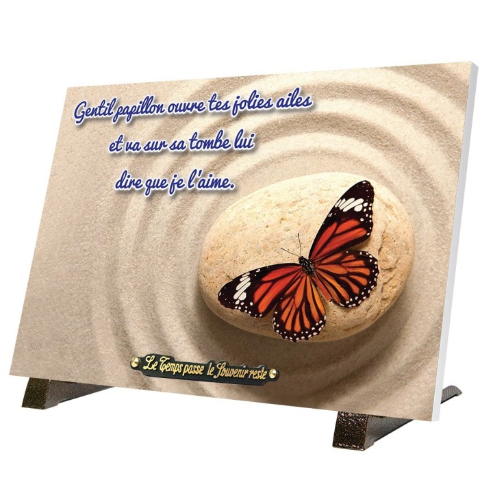 Plaque funéraire Galets et papillon | Artis