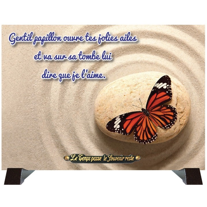 Plaque funéraire Galets et papillon | Artis