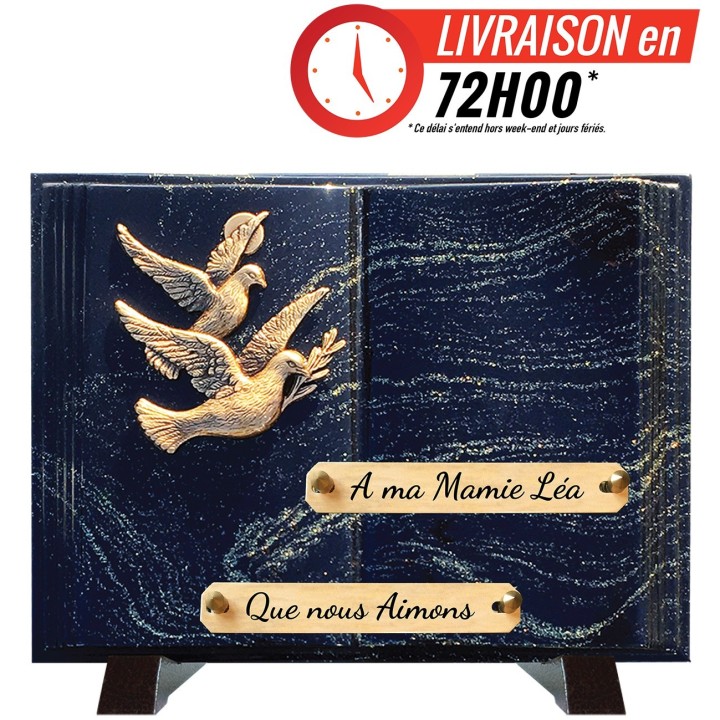 Plaque funéraire Livre Pailletée or 21 × 28 cm | Artis