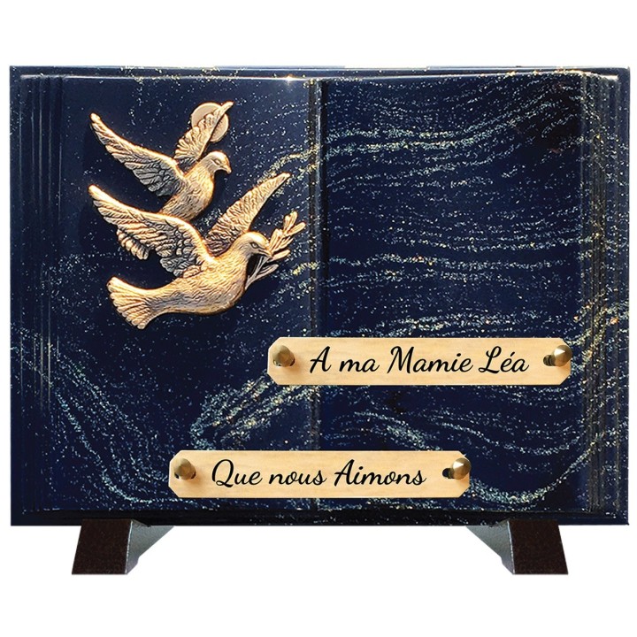 Plaque funéraire Livre Pailletée or 21 × 28 cm | Artis