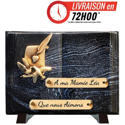 Plaque funéraire Livre Pailletée argent 21 × 28 cm | Artis