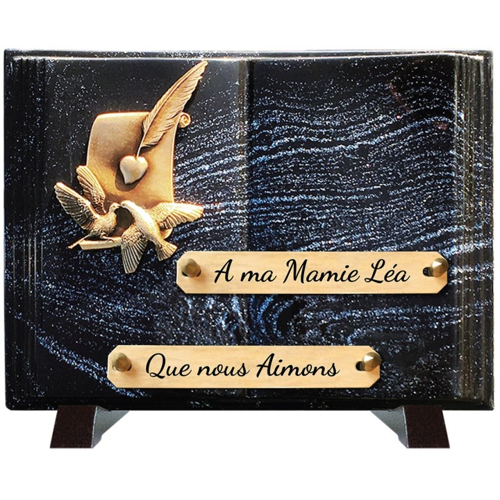 Plaque funéraire Livre Pailletée argent 21 × 28 cm | Artis