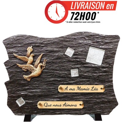 Plaque funéraire schiste Mosaïque verre | Artis