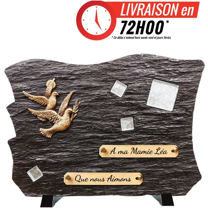 Plaque funéraire schiste Mosaïque verre | Artis