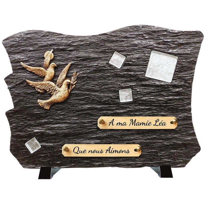 Plaque funéraire schiste Mosaïque verre | Artis