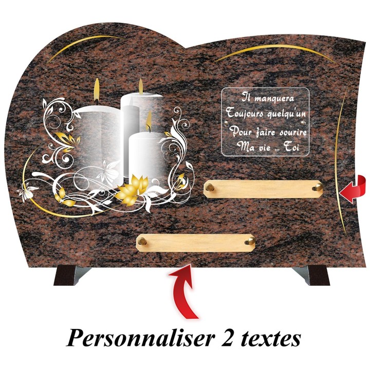 Plaque Funéraire Compogranit "Bougies"