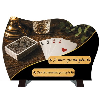 Plaque funéraire monochrome Jeu de cartes | Artis Funéraire