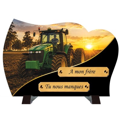 Plaque funéraire monochrome Tracteur | Artis Funéraire