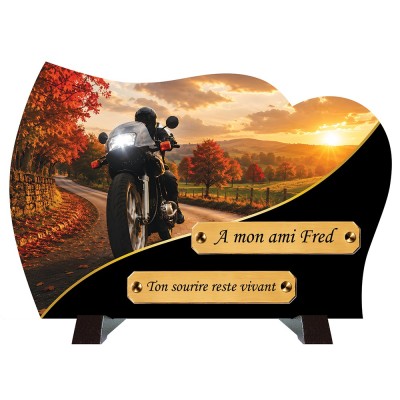 Plaque funéraire monochrome Moto | Artis Funéraire