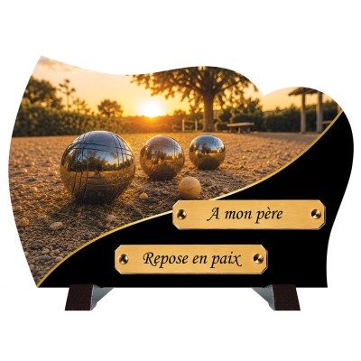 Plaque funéraire monochrome Pétanque | Artis Funéraire