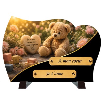 Plaque funéraire monochrome Nounours | Artis Funéraire