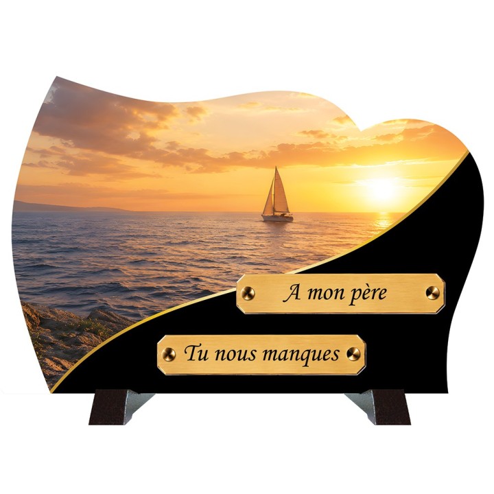 Plaque funéraire monochrome Voilier | Artis Funéraire